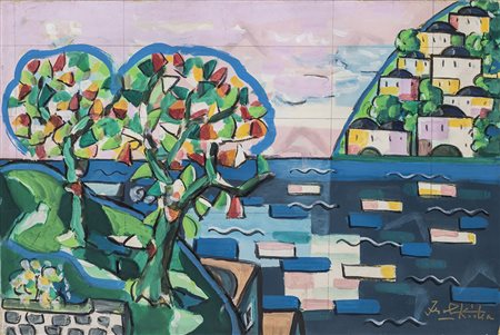 IBRAHIM KODRA (1918-2006) Senza Titolo Olio e tecnica mista su carta intelata...