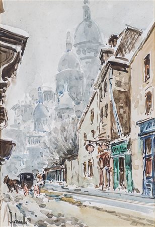 ANTONELLO ZECCA (1944) Parigi - Montmatre Acquerello su carta cm 50x35 Firma...