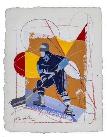 UGO NESPOLO (1941) Senza Titolo Tecnica mista su carta a mano cm 31,5x25...