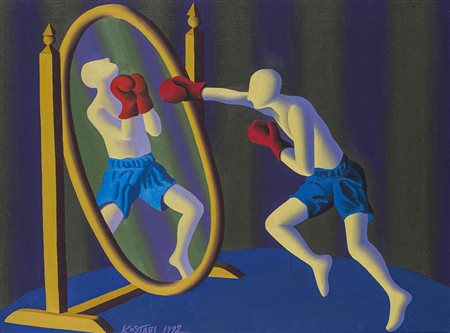 MARK KOSTABI (1960) Reflex and reflection, 1992 Olio su tela cm 46x61 Firma e...