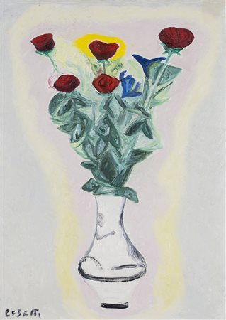 GIUSEPPE CESETTI (1902-1990) Vaso di fiori, 1967 Olio su tela cm 70x50 Firma...
