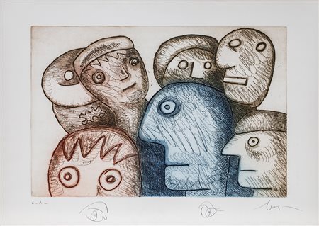 ENRICO BAJ (1924-2003) Senza Titolo Acquaforte Lastra cm 52x78,5 Foglio cm...