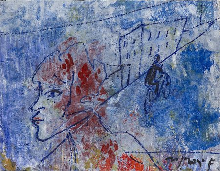 FRANCO ROGNONI (1913-1999) Senza Titolo Olio su tela cm 33x41 Firma al fronte...