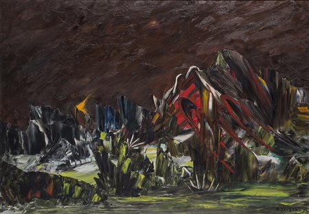 HERBERT JOCHEMS (1912-1975) Paesaggio invernale, 1971 Olio su tela cm 65,5x92...