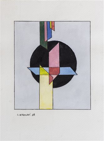 LUIGI VERONESI (1908-1998) Composizione, 1984 Tempera su carta cm 24x18 Firma...