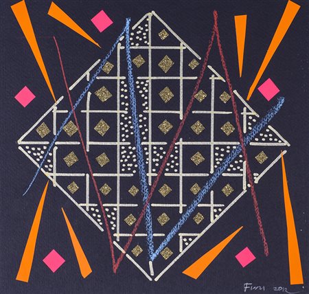 ENNIO FINZI (1931) Senza Titolo, 2012 Tecnica mista e applicazioni su...
