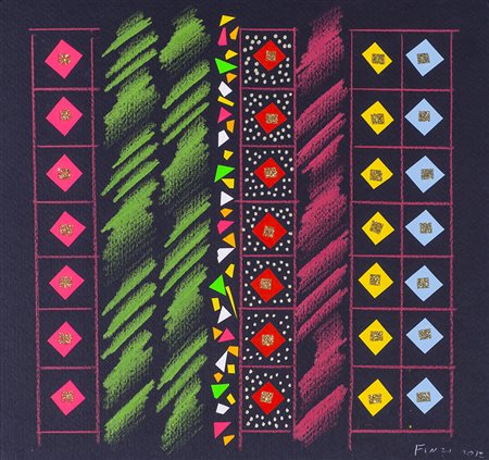 ENNIO FINZI (1931) Senza Titolo, 2014 Tecnica mista e applicazioni su...