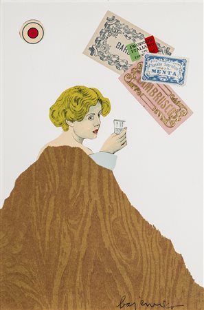 ENRICO BAJ (1924-2003) Lambrusco, 1964-1965 Collage su cartoncino cm 31x21...