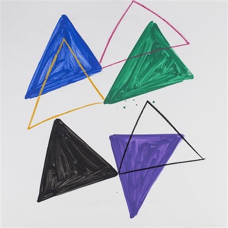 NELIO SONEGO Senza Titolo, 1988 Tempera e pastelli su carta cm 70x70 Firma e...