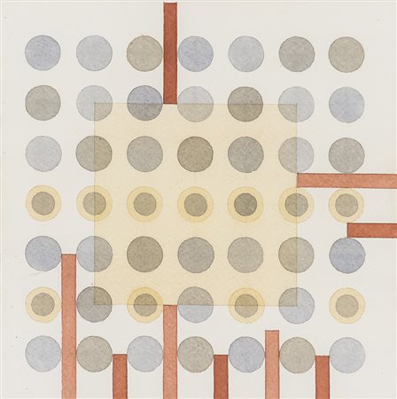 CARLO NANGERONI (1922) Interferenze, 1968 Acquerello su cartoncino cm 28x28...