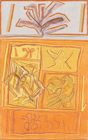 RICCARDO LICATA (1929-2014) Senza Titolo, 1965 Tempera su tela cm 62x39 Firma...