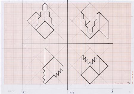 NICOLA CARRINO (1932) Senza Titolo, 1974 Tecnica mista su carta millimetrata...