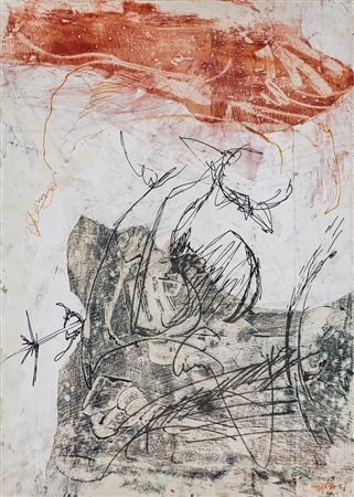 GINO MAROTTA (1935-2012) Senza Titolo, 1957 Pittura e collage su carta...