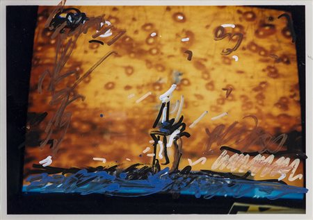 MARIO SCHIFANO (1934-1998) Senza Titolo Fotografia ritoccata a mano cm 12x17...