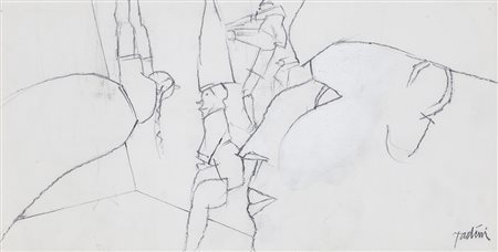 EMILIO TADINI (1927-2002) Senza Titolo Tecnica mista su carta cm 25x50 Firma...
