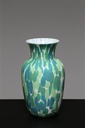 TOSO AURELIANO Vaso in vetro incamiciato macchiato in pasta vitrea, per...