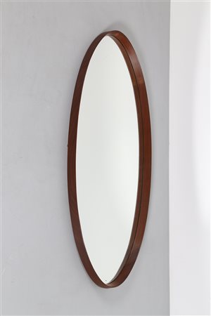 MANIFATTURA ITALIANA Specchio ovale in legno e vetro, anni 50. -. Cm 53,00 x...
