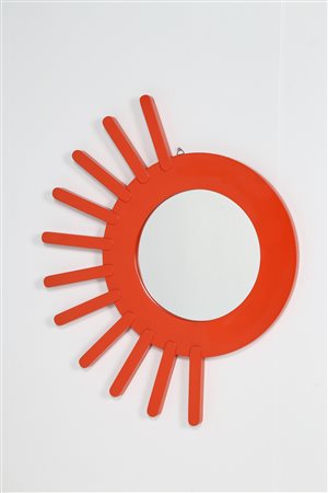 LECLERC ALBERT Specchio sole in legno laccato e vetro, per Poltronova, anni...