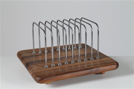 ROSSI di ALBIZZATE Portariviste in legno e acciaio cromato, anni 70. -. Cm...