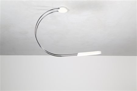 GECCHELIN BRUNO (n. 1939) Lampada da tavolo in acciaio tubolare cromato,...