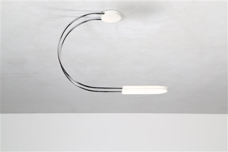 GECCHELIN BRUNO (n. 1939) Lampada da tavolo in acciaio tubolare cromato,...