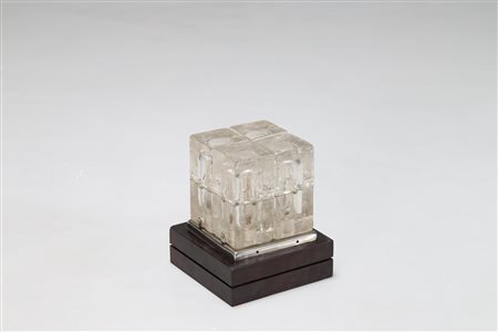 POLIARTE VERONA Lampada da tavolo, base in legno con vetro massello...