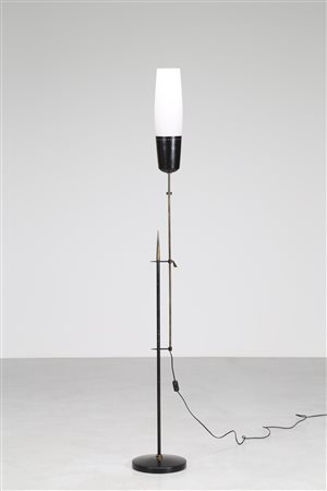 MANIFATTURA ITALIANA Piantana saliscendi in metallo laccato ottone e vetro...