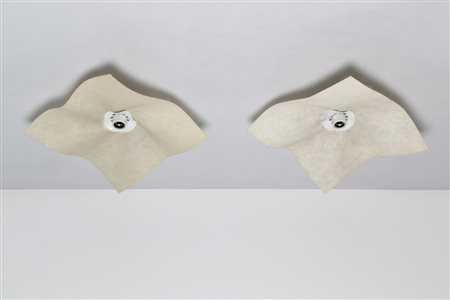 BELLINI MARIO (n. 1935) Coppia di lampade da parete o soffitto in ceramica...