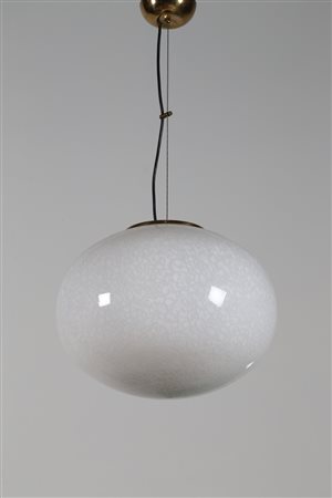 MANIFATTURA ITALIANA Lampada a sospensione in ottone e vetro macchiato in...