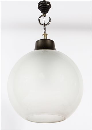 CACCIA DOMINIONI LUIGI (n. 1913) Lampada a sospensione in acciaio e vetro,...