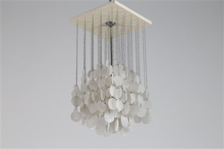 MANIFATTURA MURANESE Lampadario in legno laccato metallo e dischi in vetro di...