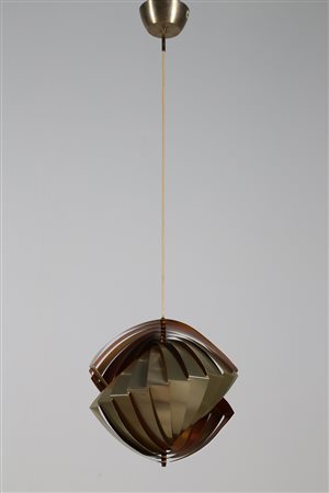 WEISDORF LOUIS Rara lampada a sospensione in lamelle di alluminio laccato e...