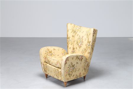 BUFFA PAOLO (1903 - 1970) Poltrona in legno e tessuto a fiori originale, anni...