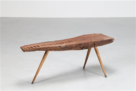 AUBOCK CARL (1900 - 1957) Alla maniera di; Tavoliino con tre gambe, piano in...