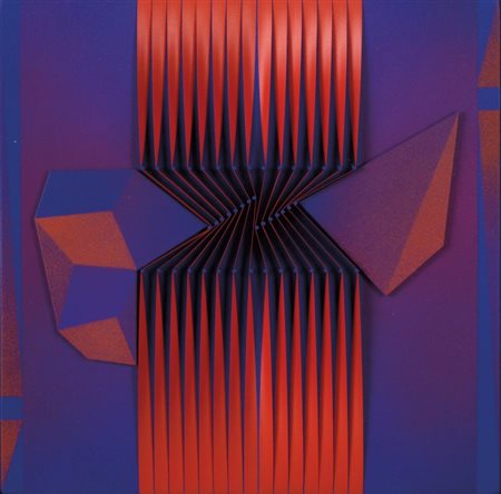 ALBERTO BIASI (1937-) T2 1990pittura e rilievi su tavola cm 20x20 firmato,...