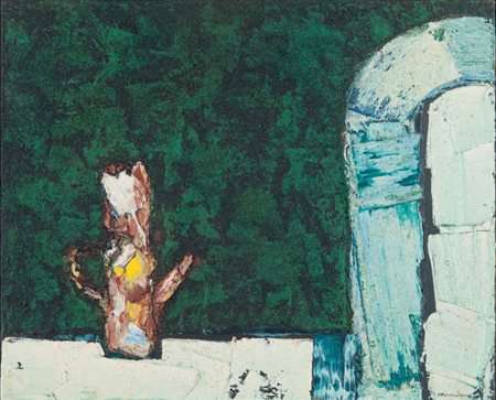 PLINIO MESCIULAM (1926-) Caffettiera 1962olio su tela cm 50x60firmato in...