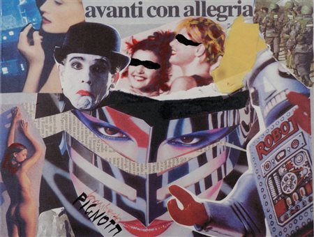 LAMBERTO PIGNOTTI (1926-) Avanti con allegria tela emulsionata cm 70x90...