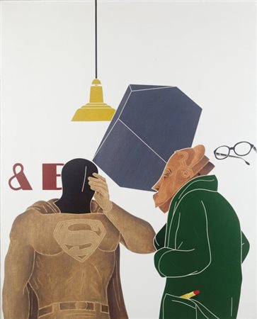 EMILIO TADINI (1927-2002) Coppia 1973acrilico su tela cm 162x130firmato e...