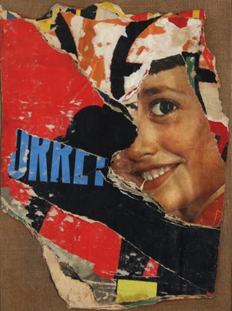 MIMMO ROTELLA (1918-2006) Cosa fai baby 1962décollage su tela cm...