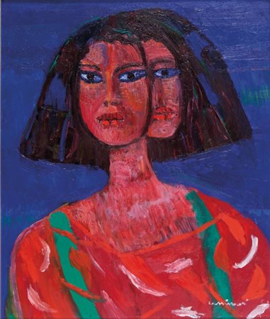 BRUNO CASSINARI (1912-1992) Eleonora 1982olio su tela cm 60x50firmato in...