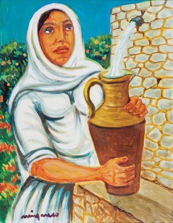 GIUSEPPE MIGNECO (1908-1997) Donna alla fonte 1980 circaolio su tela cm...