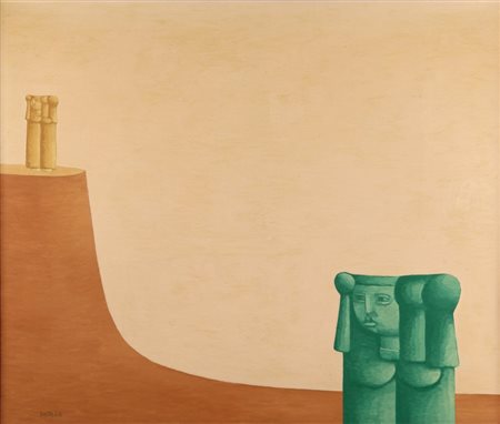 XANTE BATTAGLIA (1943-) Figure e spazio 1957olio su tela cm 100x120firmato in...