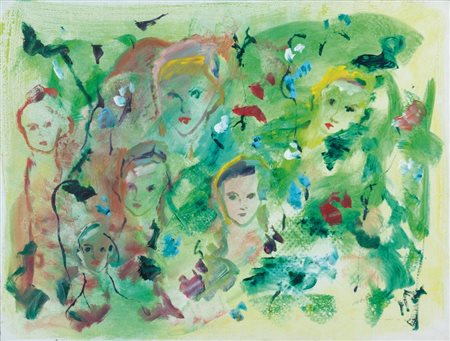 ERNESTO TRECCANI (1920-2009) Voltiolio su tela cm 60x80firmato in basso a...