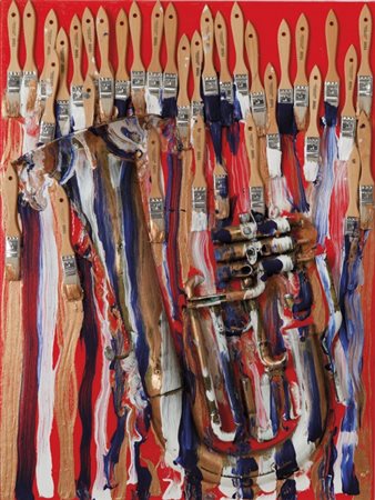 FERNANDEZ ARMAN (1928-2005) Senza titolo 2002acrilico, strumento tagliato e...