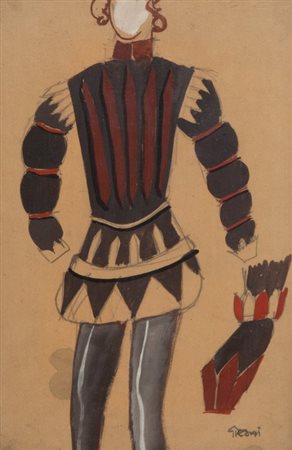 MARIO SIRONI (1885-1961) Studio per costume 1948tecnica mista su carta...