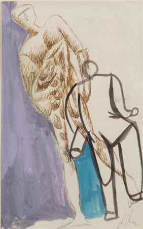 SANDRO CHIA (1946-) Senza titolotecnica mista su carta cm 30,5x19firmato in...