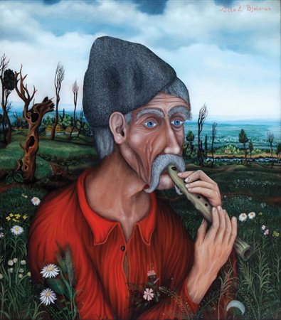 BJELOVAR POCTA Z. (-) Il Pastore olio su securit cm 70x80firmato in alto a...