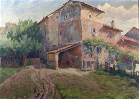 DELLA TORRE ANGELO (Roma 1903) "Casolare" olio su tela Firmato in basso a...