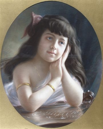 MORANDON ELISE "Bambina" pastelli su carta Firmato in basso a destra.