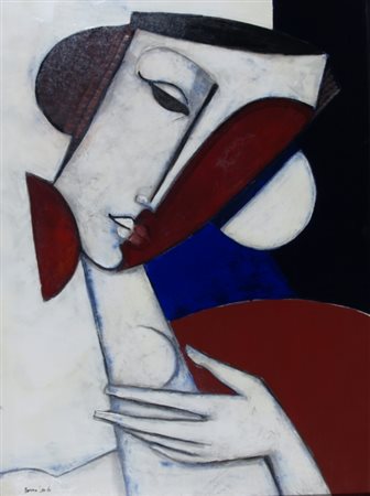 LANDI BRUNO (Roma 1941) "Pensieri" 2006 olio su tela Autentica su foto con...